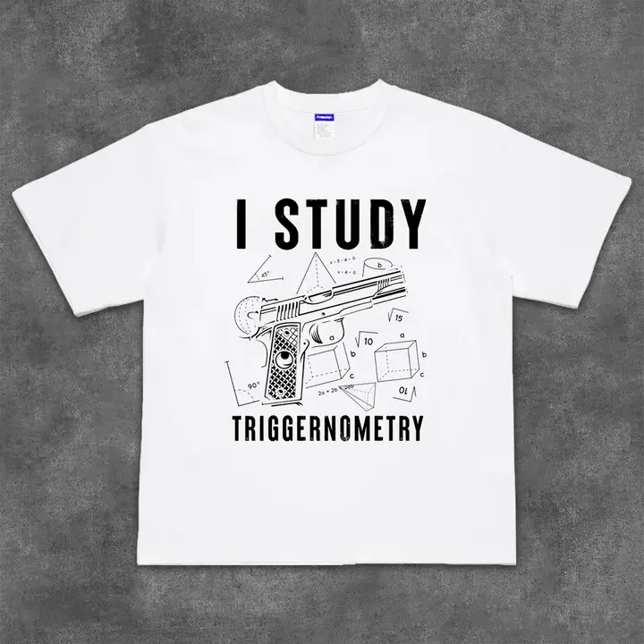 数学公式プリント 半袖Tシャツ【クルーネック・銃デザイン・コットン】