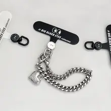 スマホストラップ スマホリング 回転する目 シンプル メタルチェーン クリップ式 貼り付け 落下防止 シルバー ホワイト