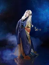 紫色の漢服 大袖シャツ【魏晋風・グラデーションデザイン・夏用】（セットアップ対応）