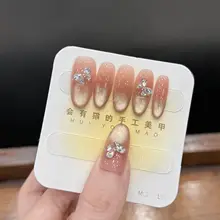 春夏用ブリン蝶デザインガラスビーズ猫目チーク【手作り・ダイヤモンド風仕上げ】