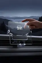 倍思 折りたたみ式スマホ車載ホルダー【エアコン吹出口取り付け・ナビゲーション用】