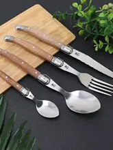 花梨木柄セット ステンレス製西洋食器【木製ハンドル・ステーキナイフ・フォーク・スプーン・カトラリー】