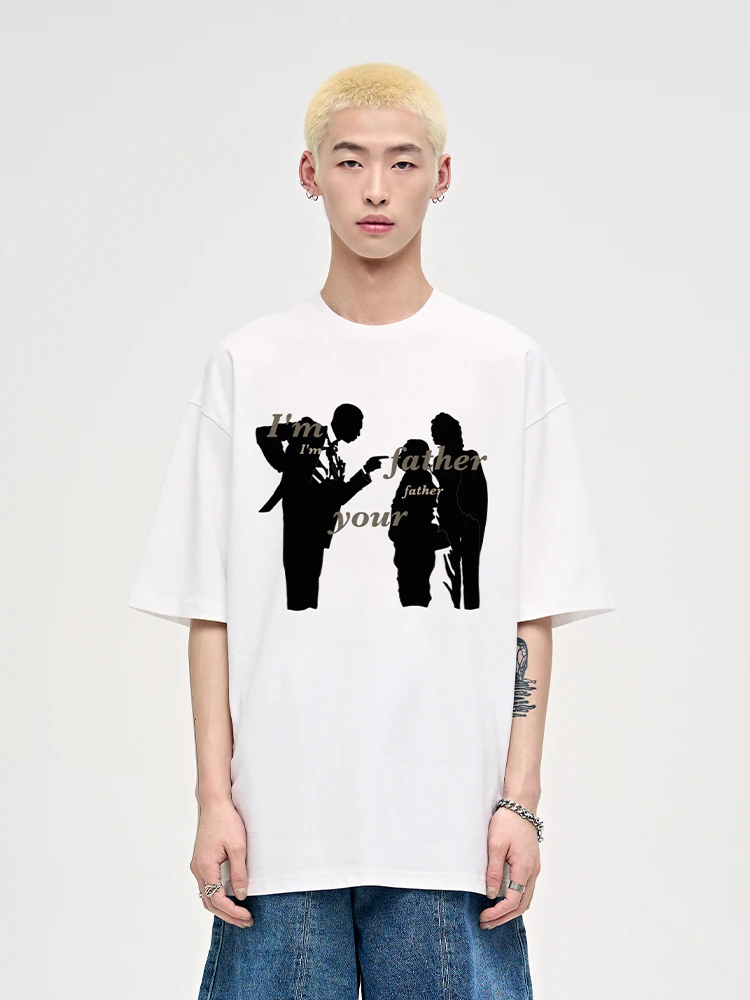 ユニークキャラクター プリント メンズ半袖Tシャツ：ストリートアートのインスピレーションを日常に