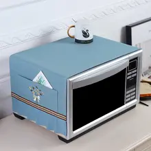 布製 電子レンジカバー【防塵・収納付き・刺繍デザイン・キッチン用】