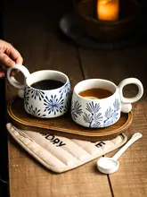 エレガントなデザインのコーヒーカップ【陶器製・質感良好・スイートなスタイル】