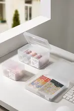 透明カバー付きデスク収納ボックス【カードや小物の整理に最適・プラスチック製】