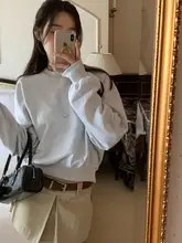 秋冬用レトロスタイルのルーズフィット長袖トレーナーとハイウエストプリーツスカート【女性用・カジュアル・コーディネート対応】（セットアップ対応）