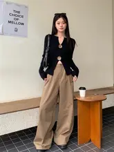 黒Vネック長袖ニットトップス【女性用・フィット感・秋用】