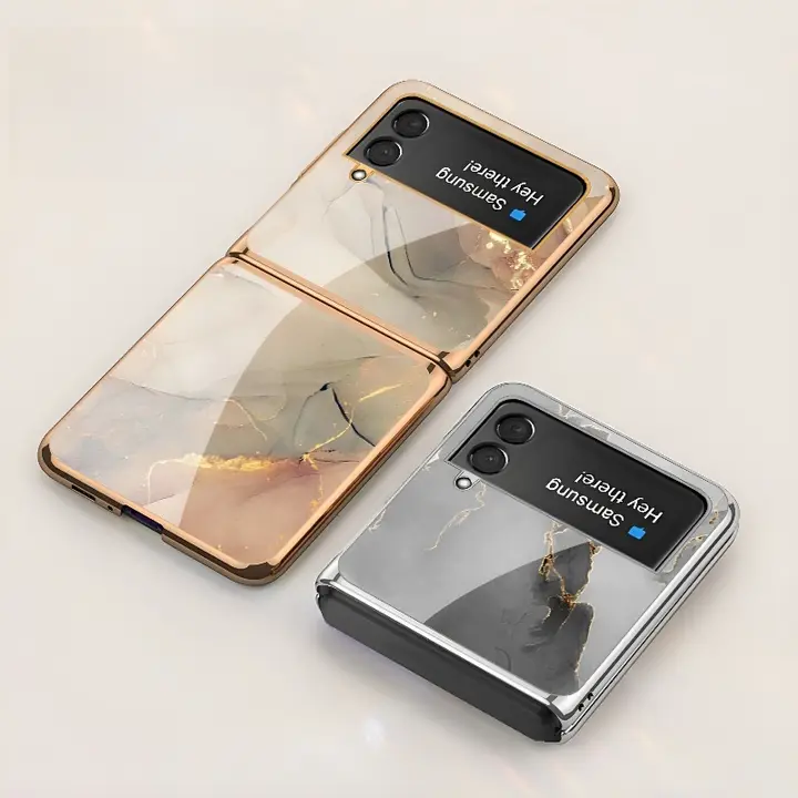 Samsung Galaxy Z Flip 6用 ガラス電鍍製保護ケース【おしゃれなプリント・折りたたみ式・男女兼用】