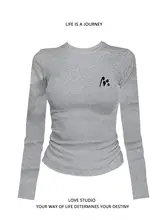 レディース長袖Tシャツ【短め丈・フィット・秋用】