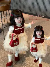 フォーマルワンピース キッズ ガールズ ツイード風 裏起毛 お正月 迎春