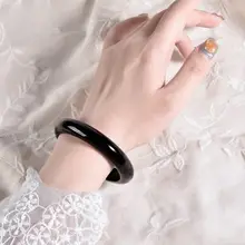 天然ウ黒金黒曜石ブレスレット【クリスタル・広幅・女性用】