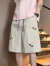 ハーフパンツ メンズ 接触冷感 速乾 ダックスフント柄 ウエスト バイカラー 薄手 スポーツ カジュアル 夏「GENIOLAMODE」