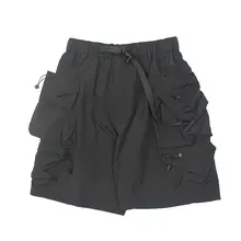 アウトドア機能性 日本風ビンテージ タッチ素材 多ポケット作業用ショートパンツ【日常使い・フィット・膝上丈】