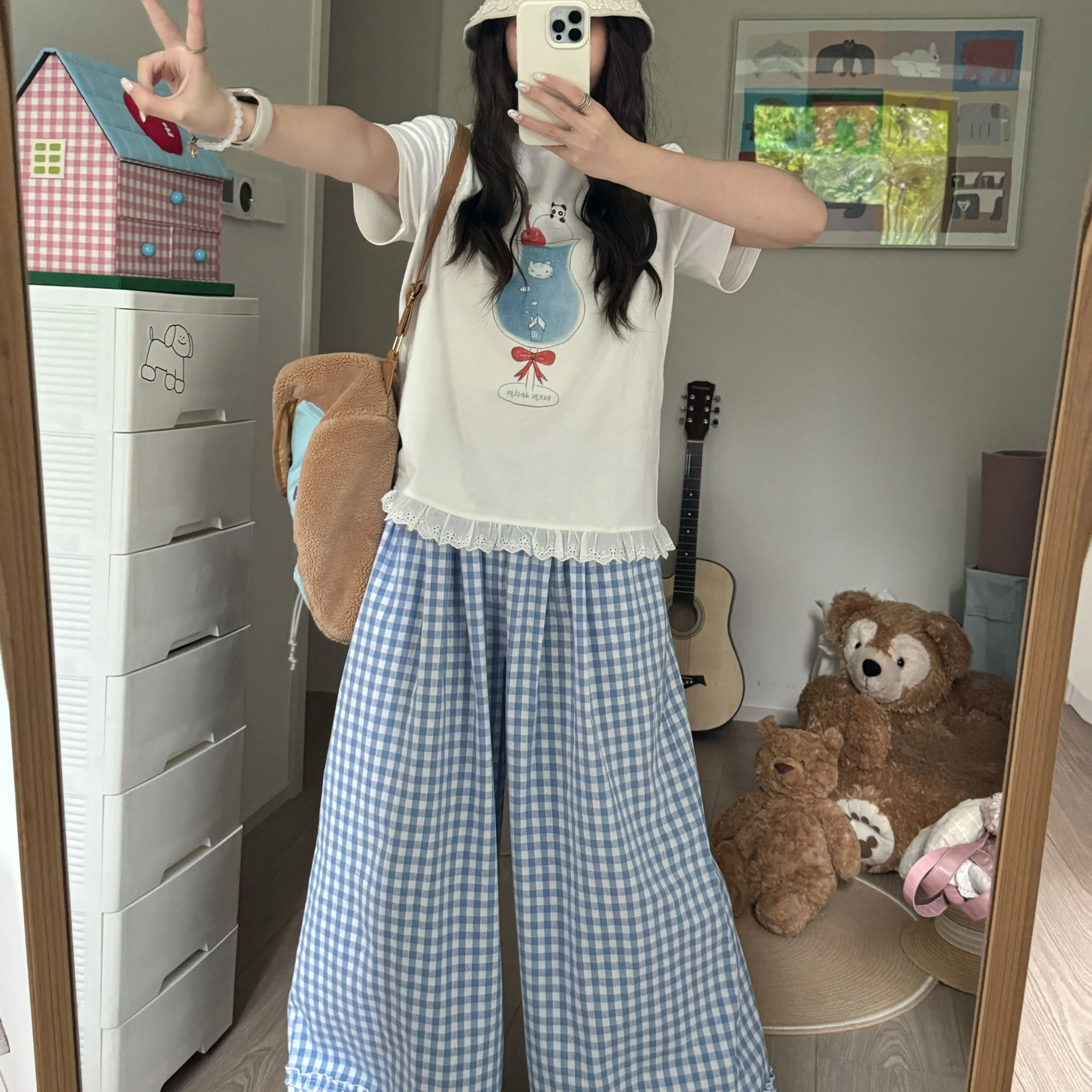 ギンガムチェック フレアパンツはどんな感じ？低身長でも着やすい実際の体験を紹介