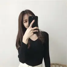 上品な秋用Vネックニットセーター【極上の柔らかさ・フィット感・長袖・女性用】