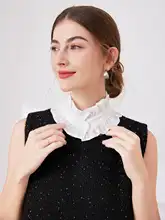 秋冬用レイヤリングフリル付きフェイクカラー【首元保護・スリム効果・ボタン付き・女性用】