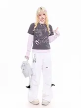 Tシャツ レディース 長袖 フェイクレイヤード Y2K レトロ ガーリー カジュアル 着回し 春物