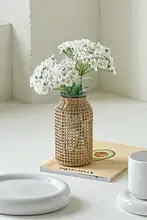 ガラス草編み花瓶【和風・ドライフラワー用・インテリア装飾】