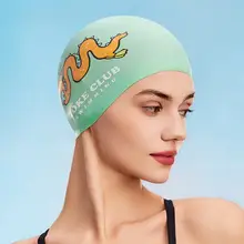 ZOKE シリコン製スイムキャップ【大人用・中国龍デザイン・防水・滑り止め・耳保護付き】