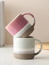 ビンテージ風の堆釉陶器マグカップ【家庭用・コーヒー・お茶・ウォーターカップ】