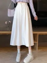 スタイルアップ効果！白色ハイウエストAラインスカート【流れるようなシルエット・春夏用】（セットアップ対応）