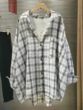 レトロチェック柄シャツ【薄手・フィット・カジュアル・日焼け防止】（セットアップ対応）