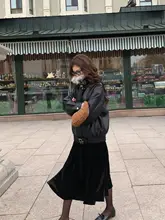 気品あるベルベットフリル付きフレアスカート【Aライン・大きな裾】