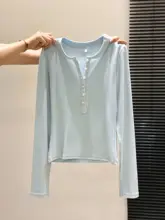 極上の柔らかさの長袖Tシャツ【半開き襟・ボタン付き・フィットデザイン・春秋用】