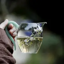 高透過ガラス製公道杯【加熱耐性・分茶器・手持ちハンドル付き・功夫茶具】