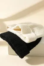 女性用ウールニット帽子【シンプルデザイン・保温・耳カバー付き・冬用】