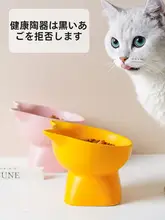陶器製 猫・犬用食器【高脚・斜め口・首に優しい設計】