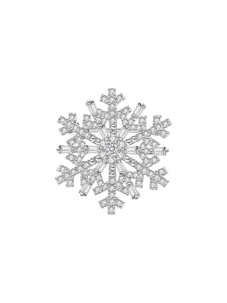 雪花デザインの高級胸花ブローチ：クリスタルデコレーションの透明感とファッション性を実現