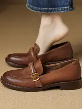 フレンチスタイル深口ローファー【丸頭・低ヒール・本革・カジュアル用】