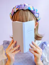 カチューシャ ハンドメイド 三つ編み パッチワーク バイカラー パープル