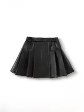 女児用 フェイクレザー ノースリーブプリーツスカート【春秋用・かわいいデザイン】（セットアップ対応）