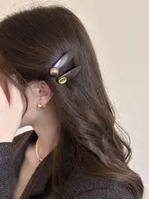 クラシックデザインのパール付き一字ダックビルクリップ【前髪・サイド用】