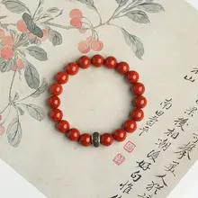 南紅の手串 メンズ用 天然紅色めのうブレスレット【高品質・ボルダー模様】