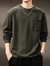 長袖Tシャツ メンズ ヘビーオンス 厚手 クルーネック ポケット付き シンプル アメカジ オーバーサイズ ルーズ 上質 秋 インナー 着回し