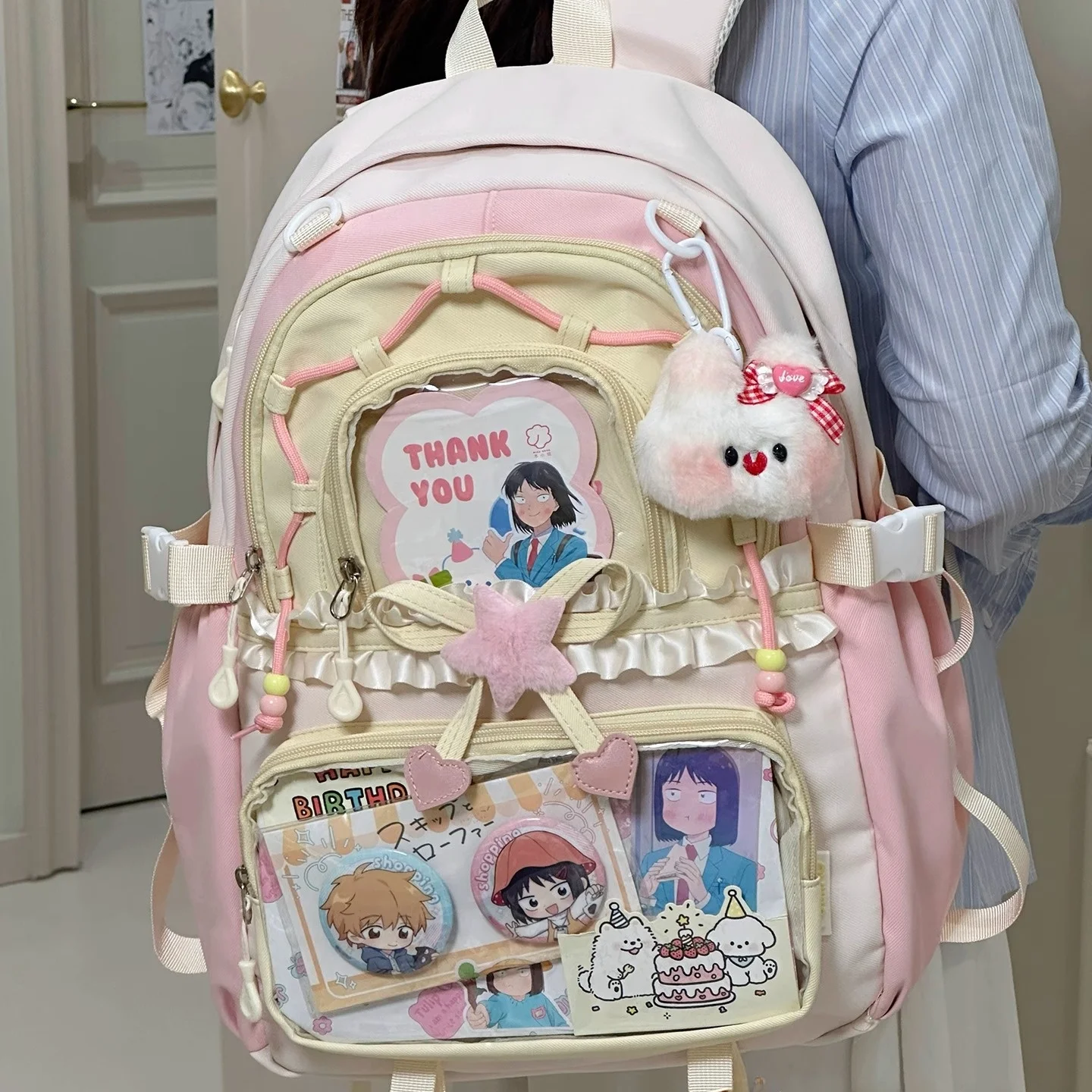 中学生女の子向けかわいいデザインリュック：大容量で実用性のある学生用バックパック