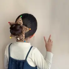 ヘアアクセサリー キッズ ガールズ ヘアゴム スクランチー 布製 星柄 ヒョウ柄 韓流 赤 お団子ヘア 「JoJo」