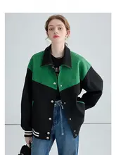 バイカラーのショートジャケット【アメリカンスポーツスタイル・春用】