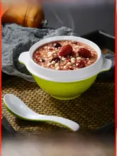 ダブルハンド付きお粥ボウル【八宝粥・密胺製・朝食用】