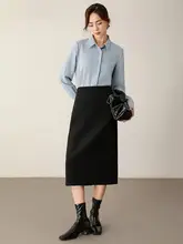 春秋用 レディース ブルーシャツ【通勤・面接対応・職業用・スカート付き】（セットアップ対応）