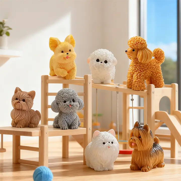 リアルなミニ犬フィギュア【可愛いデスクトップ装飾用】