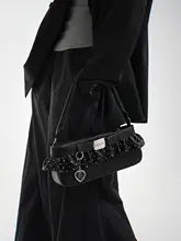 ドット柄フリルデザインのショルダーバッグ【トート・斜め掛け対応】