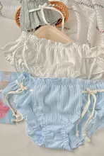麦穗 コットン製 リボン付き三角パンツ【透湿・快適・可愛いデザイン】