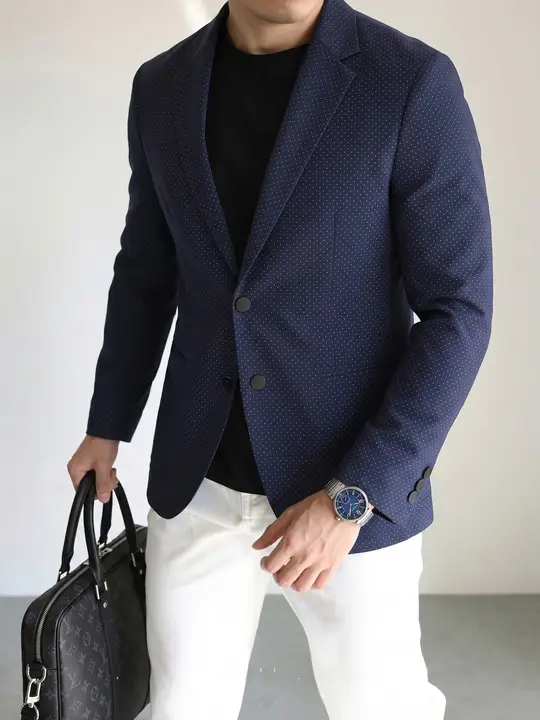 軽量なパッド入りジャケット【ビジネスカジュアル・ドット柄・男性用】