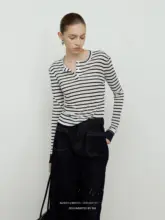 ストライプ柄の極上の柔らかさの長袖Tシャツ【レディース・クラシックなバイカラー・フィット感】