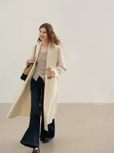 レトロデザインの交差ニットVネックTシャツ【女性用・秋季・スリムフィット・長袖】